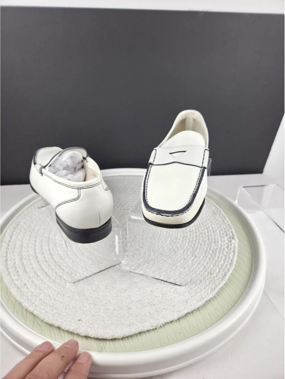 Santoni White Leather Loafers Made in Italy Womens Size 8 B Driving Moccasin...